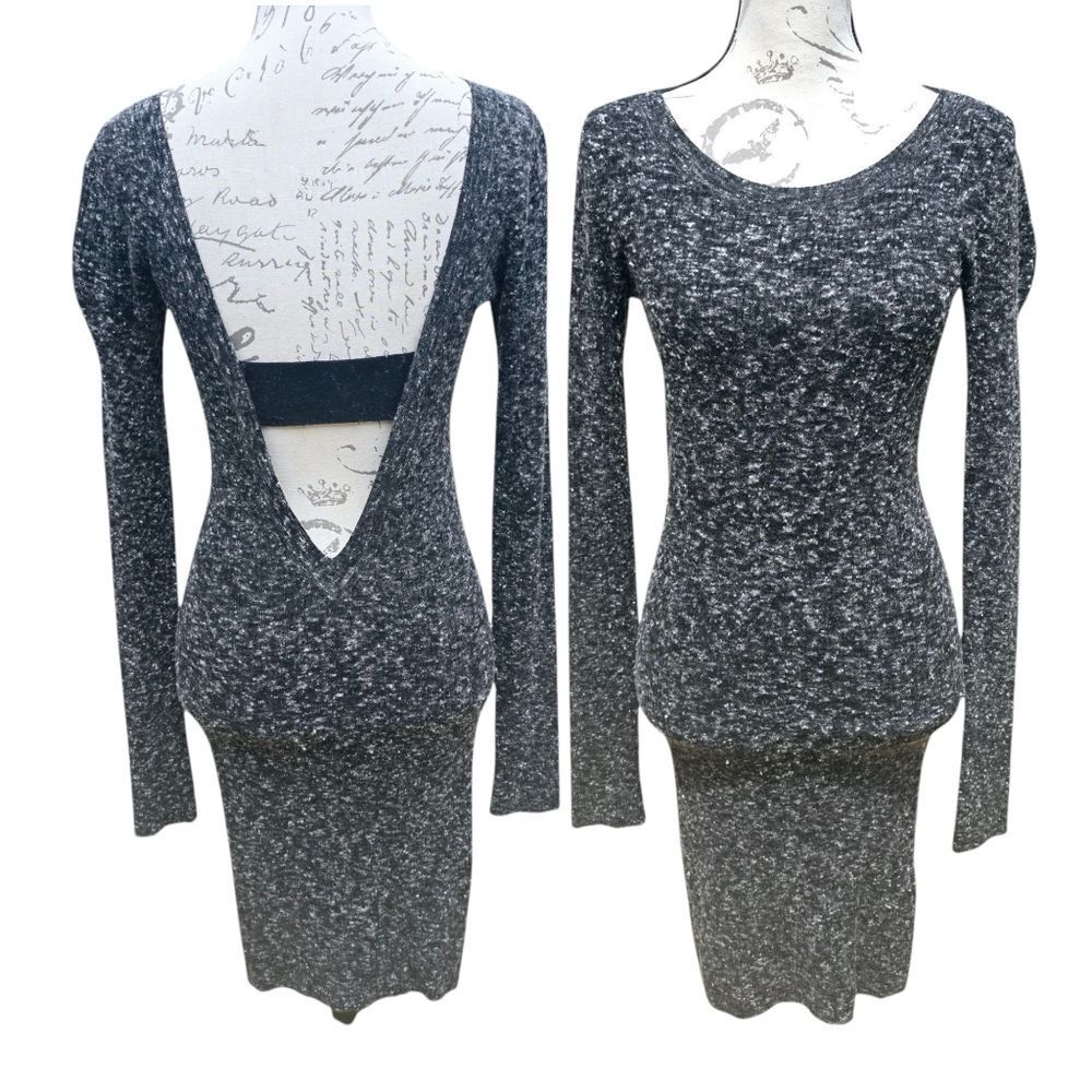 A/X Armani Exchange Gray Open Back Italian Yarn Sweater Dress Size M